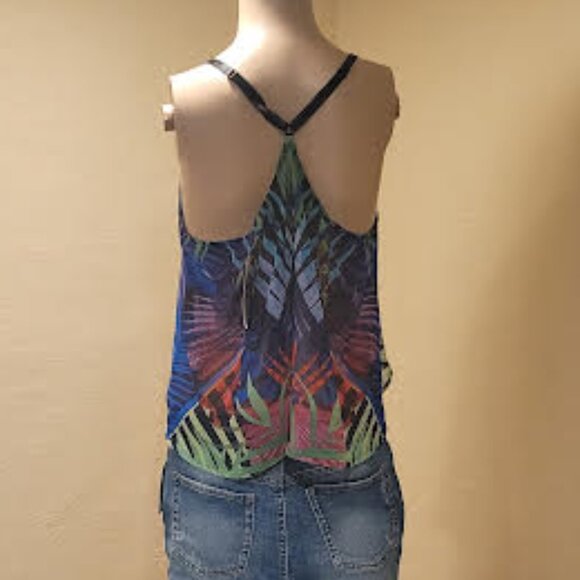 NWT Decree sheer vibrant colored adjustable strap tank top - Size Medium - Picture 2 of 8